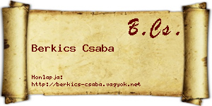 Berkics Csaba névjegykártya